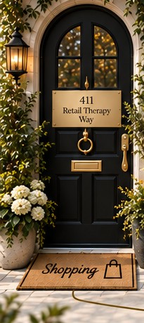 Black front door with greenery from the approved Sanctuary campaign