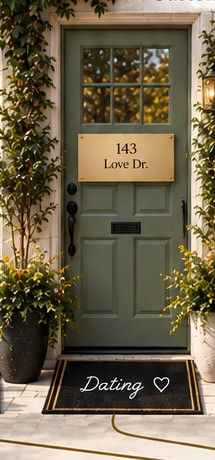 Sage front door with greenery from the approved Sanctuary campaign