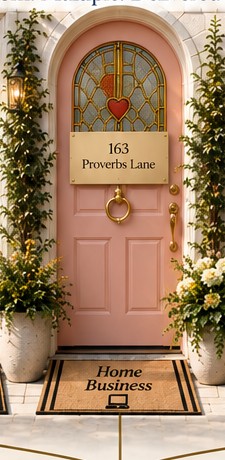 Pink front door with stained glass from the approved Sanctuary campaign
