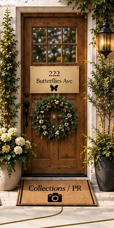 Wood front door with wreath from the approved Sanctuary campaign