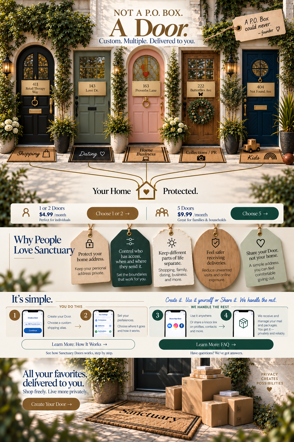 Current Sanctuary campaign board showing the Door concept and benefits